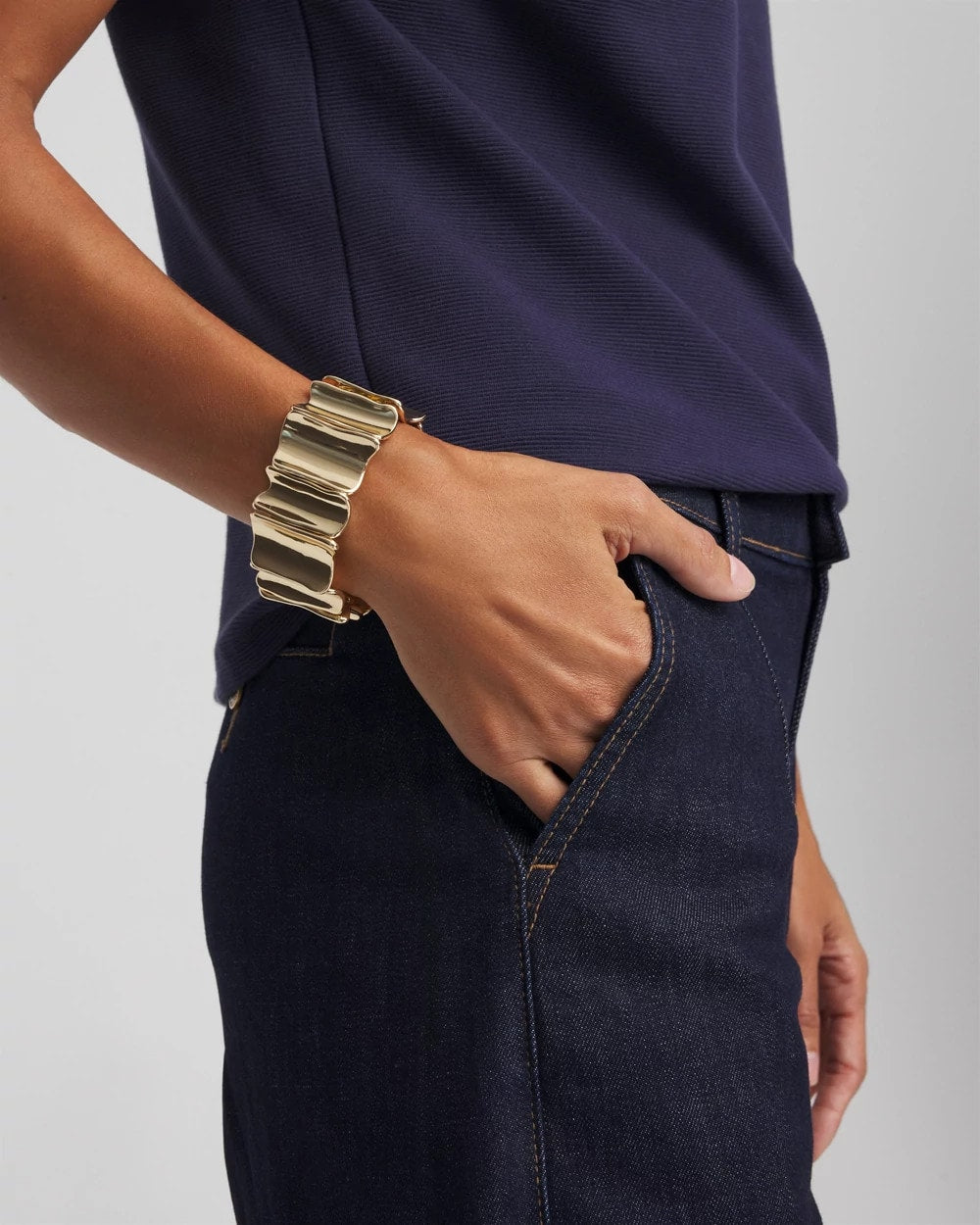 Chico's Featured - Gold Wavy Stretch Cuff Gold