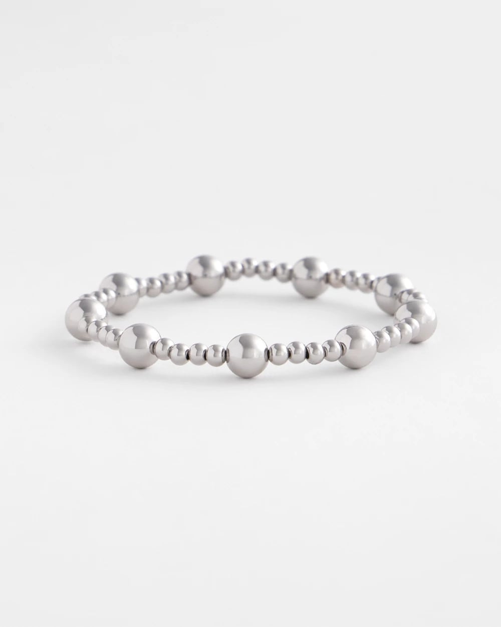 Chico's Trusted - Silver-tone Medium Bead Stretch Bracelet Silver