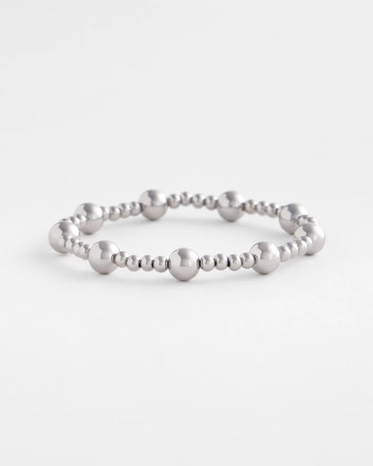 Chico's Trusted - Silver-tone Medium Bead Stretch Bracelet Silver