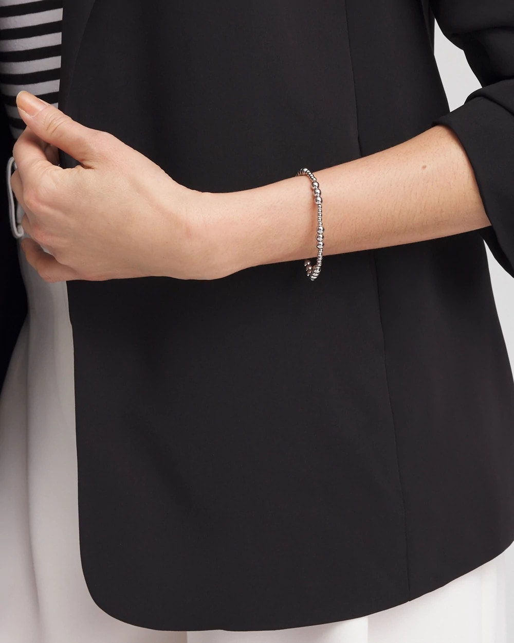 Chico's Best Seller - Silver-tone Small Bead Stretch Bracelet Silver