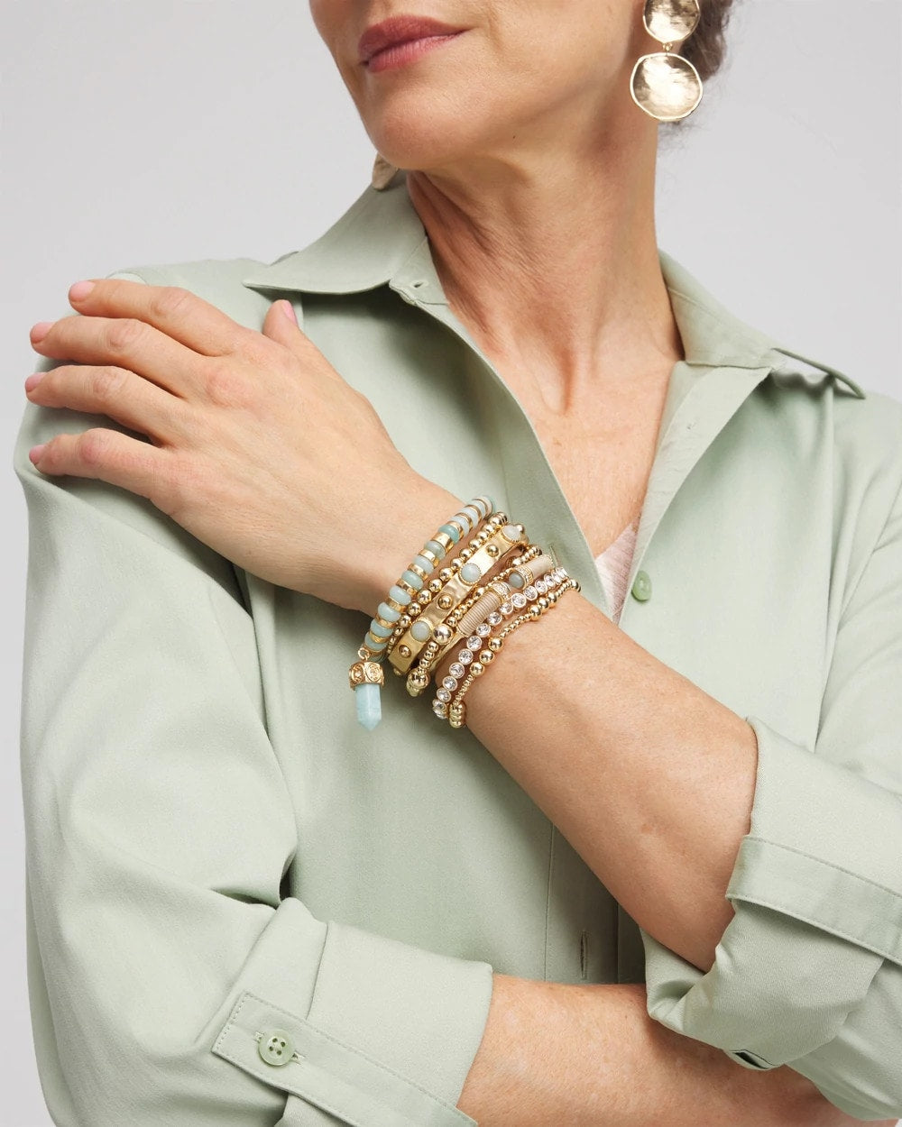 Chico's New - Gold-tone Small Bead Stretch Bracelet Gold