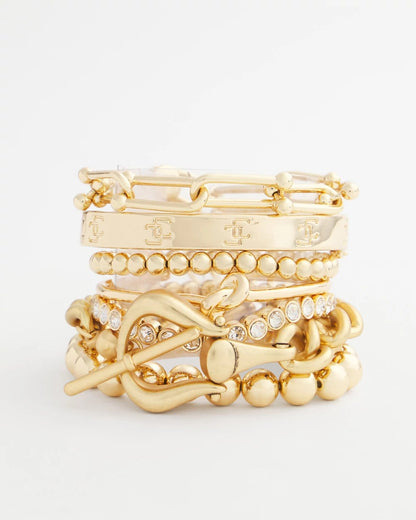 Chico's Everyday - Small Beaded Gold Tone Stretch Bracelet Gold