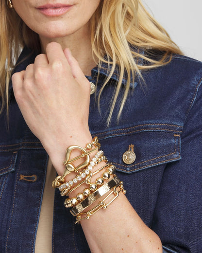 Chico's Everyday - Small Beaded Gold Tone Stretch Bracelet Gold