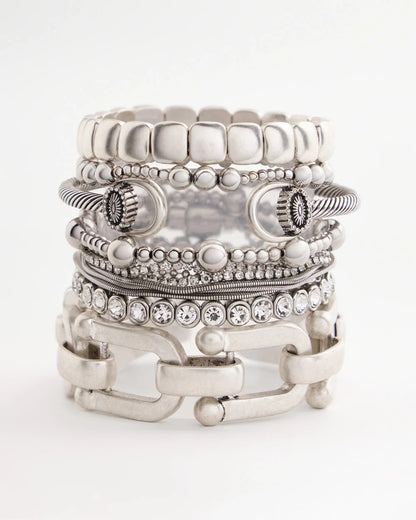 Chico's Value - Silvertone Stretch Bracelet Silver