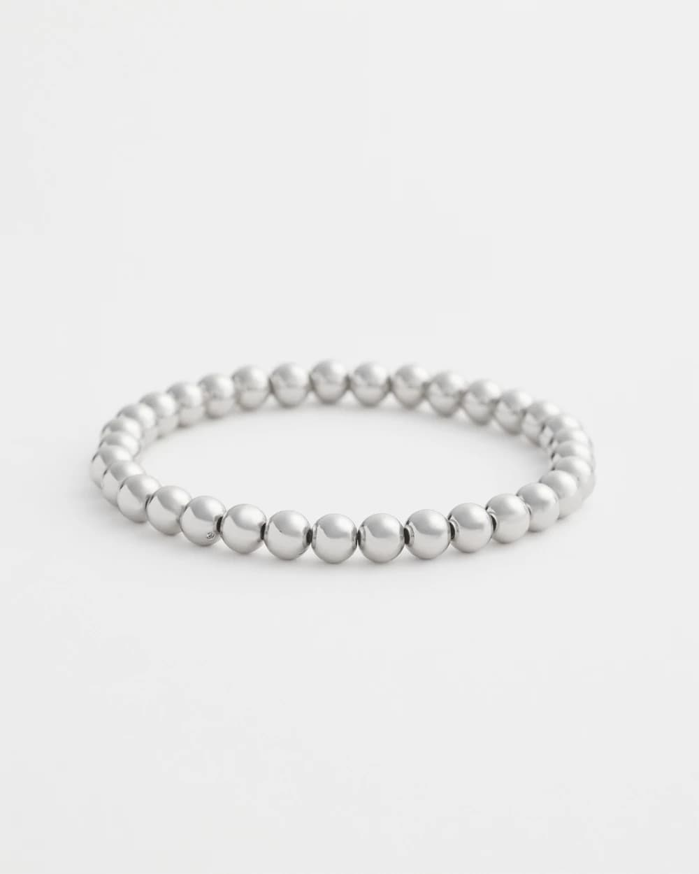 Chico's Premium - Small Beaded Silver Tone Stretch Bracelet Silver