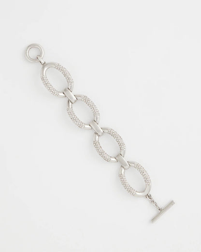 Chico's Trusted - Large Pave Link Toggle Bracelet Silver