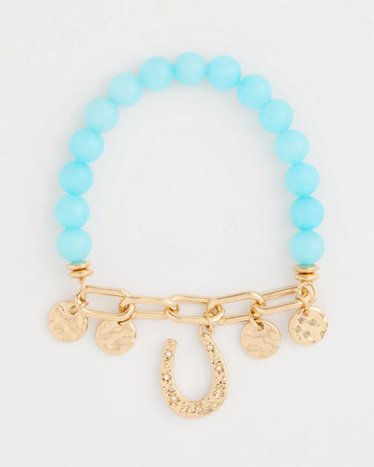 Chico's Sale - Jade Stone Link Charm Bracelet Light Blue