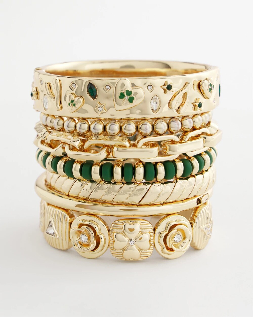 Chico's Deals - Green Gold Slice Stretch Bracelet Green