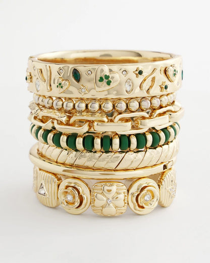 Chico's Deals - Green Gold Slice Stretch Bracelet Green
