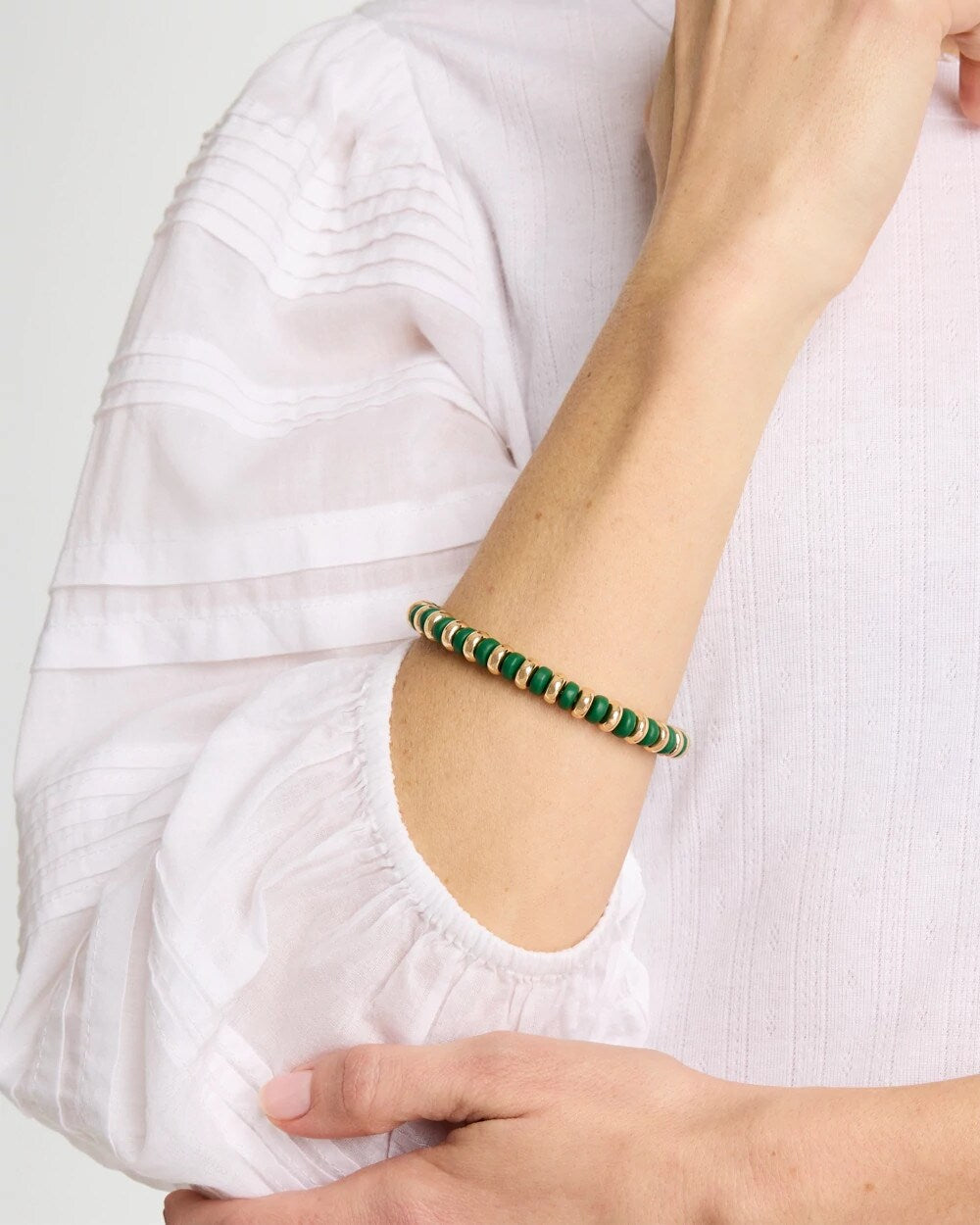 Chico's Deals - Green Gold Slice Stretch Bracelet Green