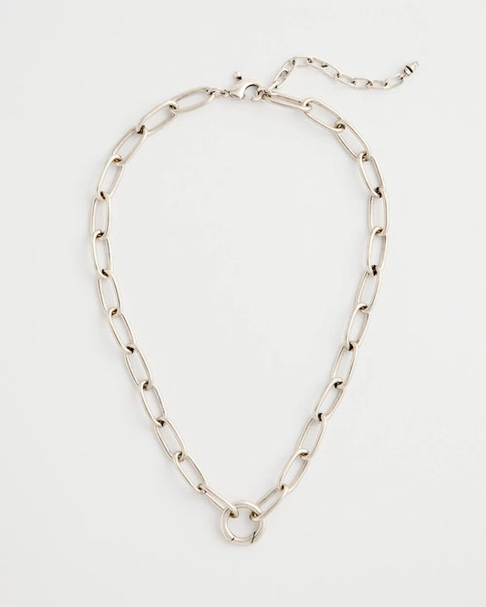 Chico's Exclusive - Silvertone Charm Link Necklace Silver