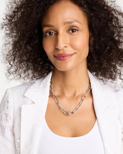 Chico's Exclusive - Silvertone Charm Link Necklace Silver