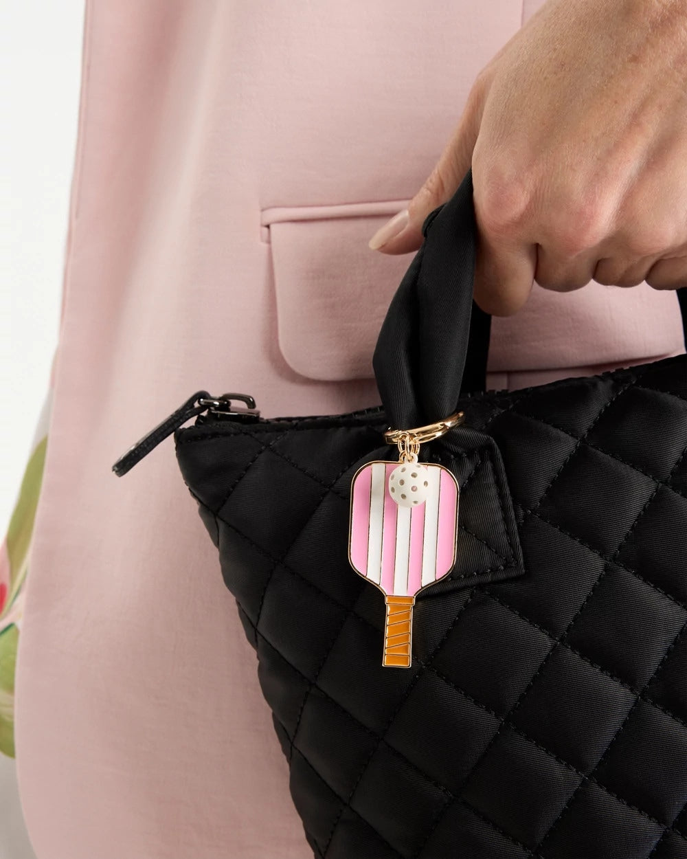 Chico's New - Pink Enamel Pickleball Bag Charm Pink