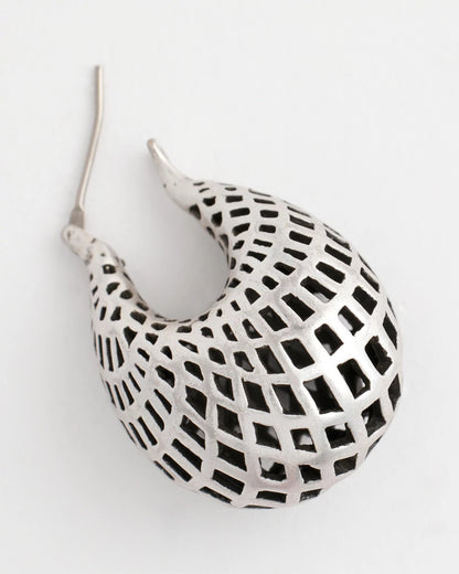 Chico's Hot Sale - Silver Lattice Puff Hoop Earrings Silver