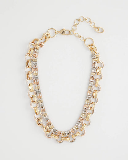 Chico's Deals - Convertible Tri-Tone Short Necklace Mixed Metals