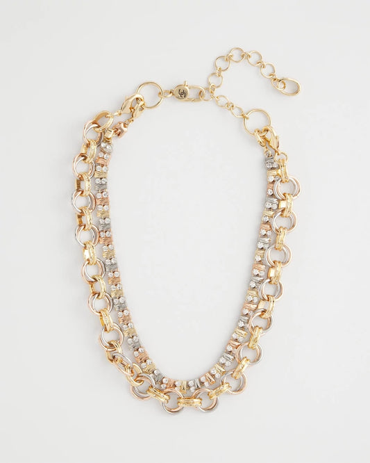 Chico's Deals - Convertible Tri-Tone Short Necklace Mixed Metals