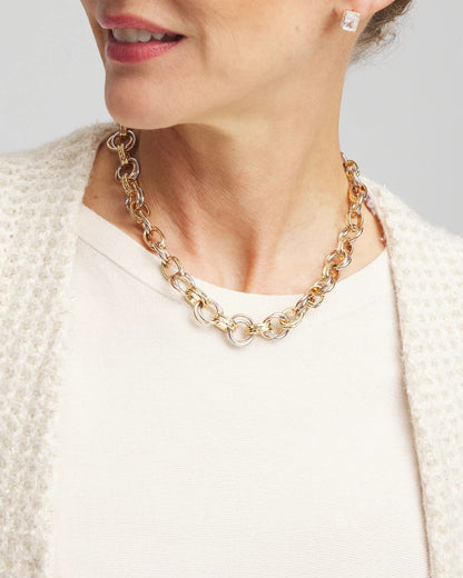 Chico's Deals - Convertible Tri-Tone Short Necklace Mixed Metals