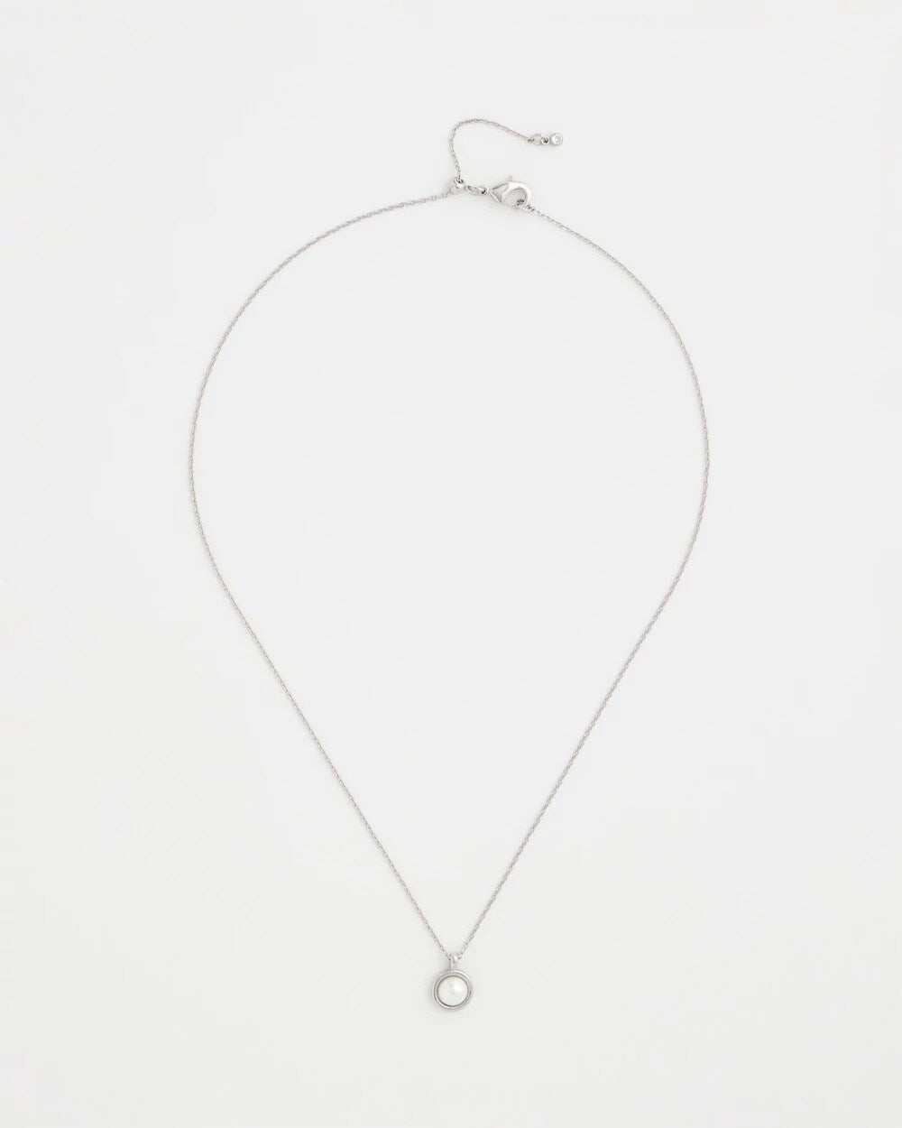 Chico's New - Silver Pearl Single Strand Necklace Silver