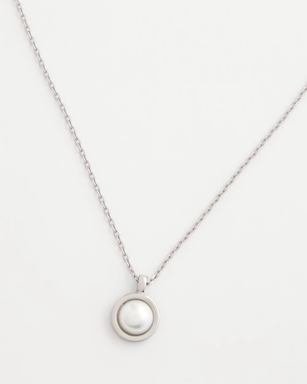 Chico's New - Silver Pearl Single Strand Necklace Silver
