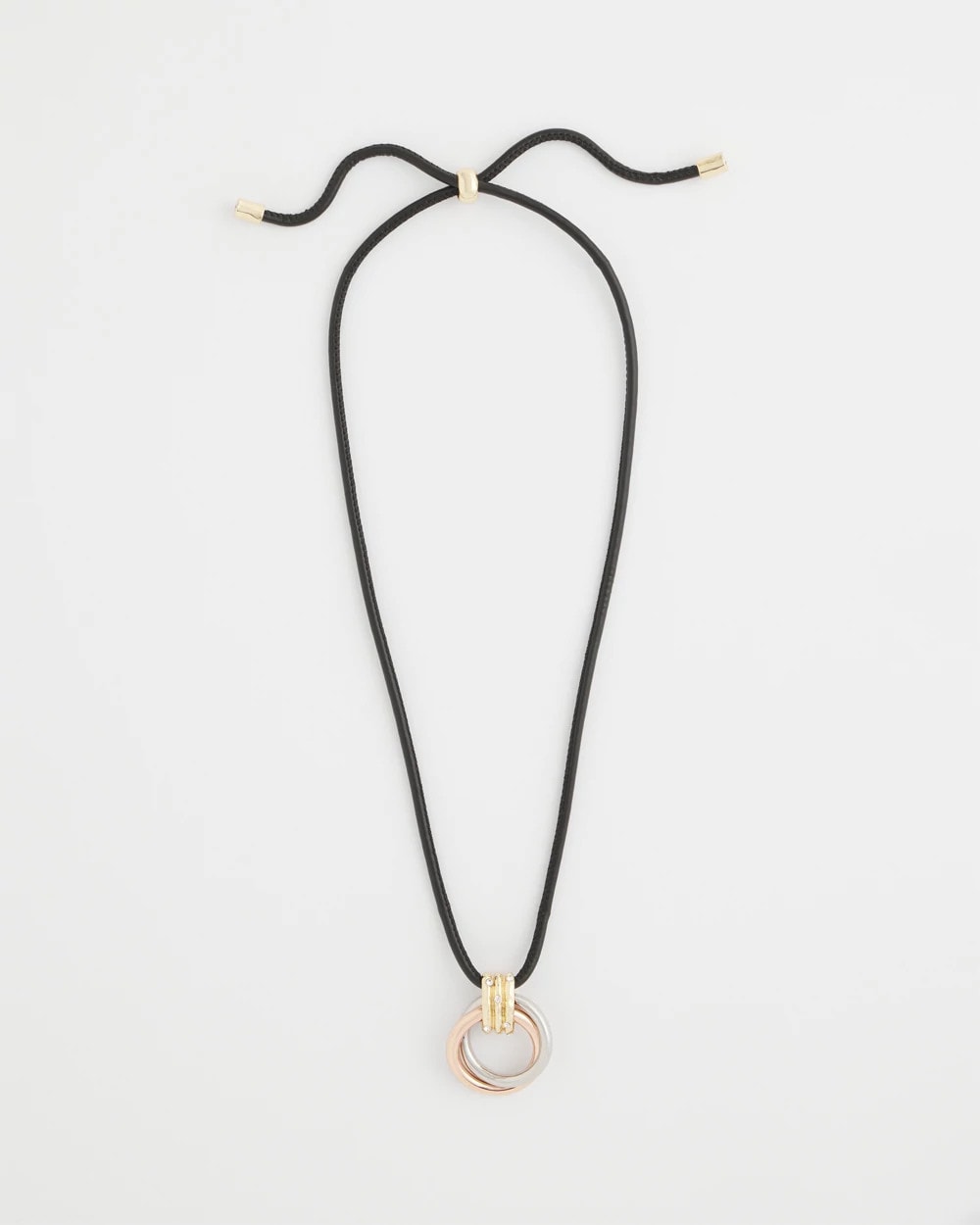 Chico's Trending - Adjustable Tri-Tone Pendant Necklace Mixed Metals