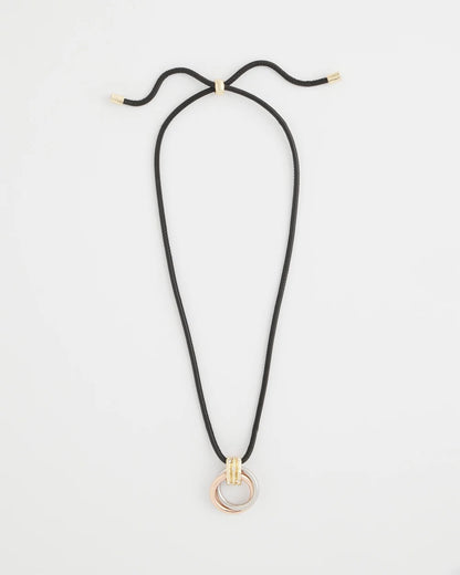 Chico's Trending - Adjustable Tri-Tone Pendant Necklace Mixed Metals