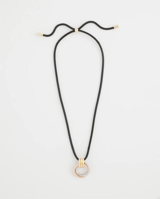 Chico's Trending - Adjustable Tri-Tone Pendant Necklace Mixed Metals