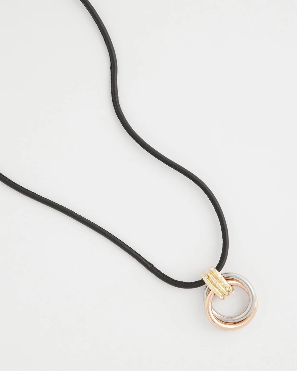 Chico's Trending - Adjustable Tri-Tone Pendant Necklace Mixed Metals