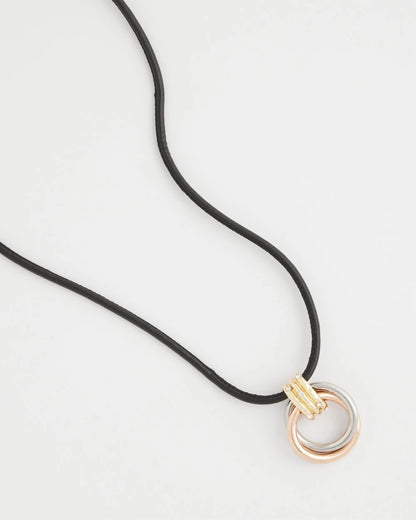 Chico's Trending - Adjustable Tri-Tone Pendant Necklace Mixed Metals