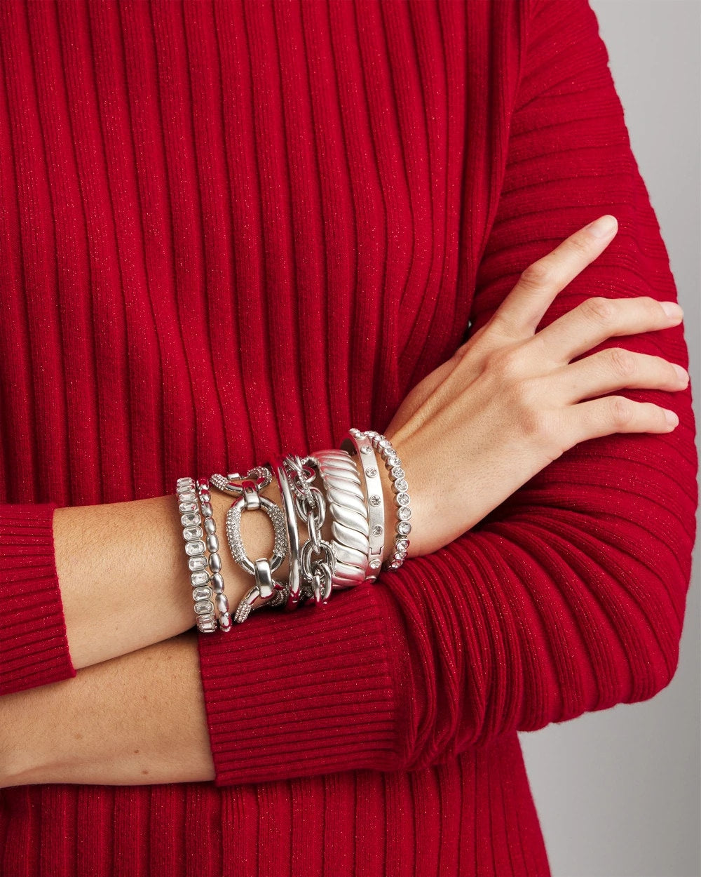 Chico's Value - Matte Twist Stretch Bracelet Silver