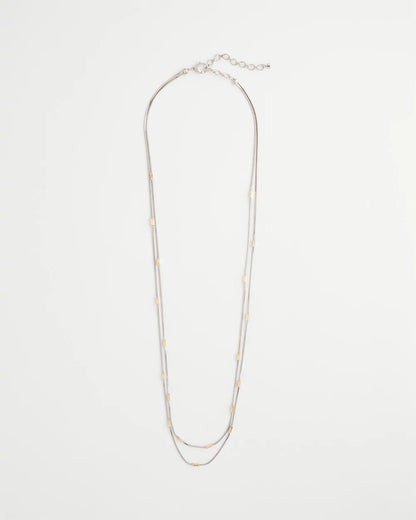 Chico's Popular - Mixed Metal Double Strand Necklace Mixed Metals