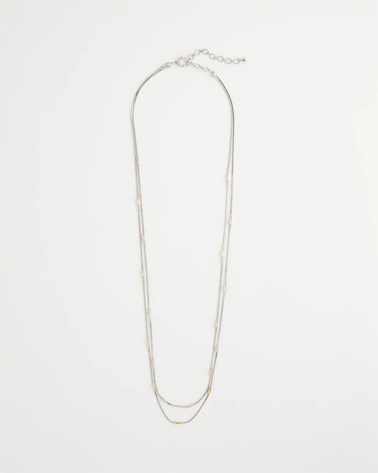 Chico's Popular - Mixed Metal Double Strand Necklace Mixed Metals