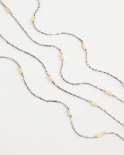 Chico's Popular - Mixed Metal Double Strand Necklace Mixed Metals