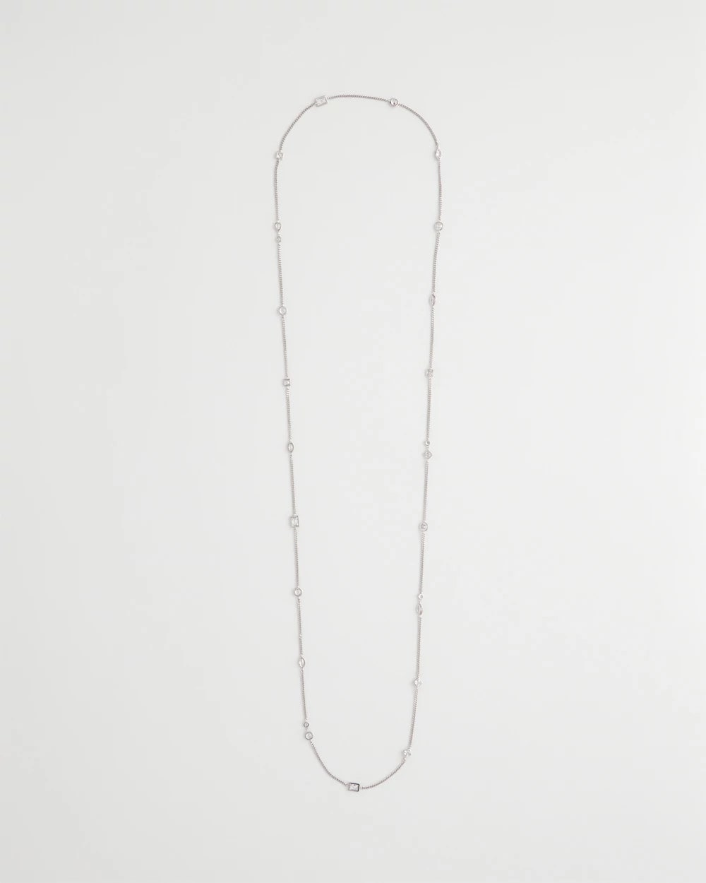 Chico's Smart Buy - Fine Crystal Long Chain Necklace Silver