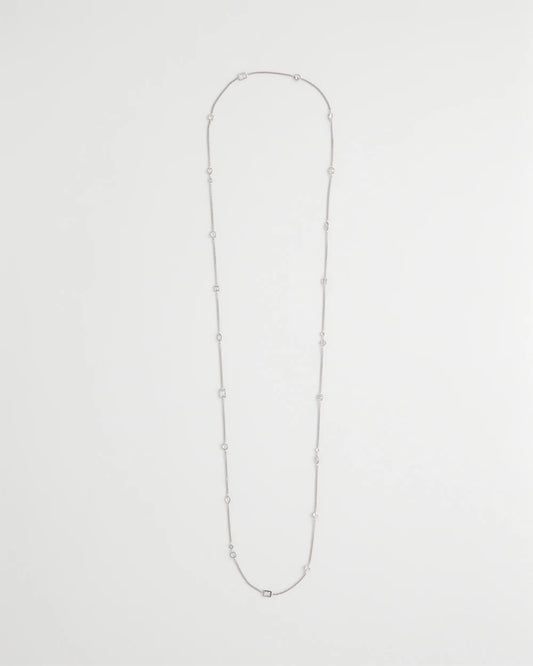 Chico's Smart Buy - Fine Crystal Long Chain Necklace Silver