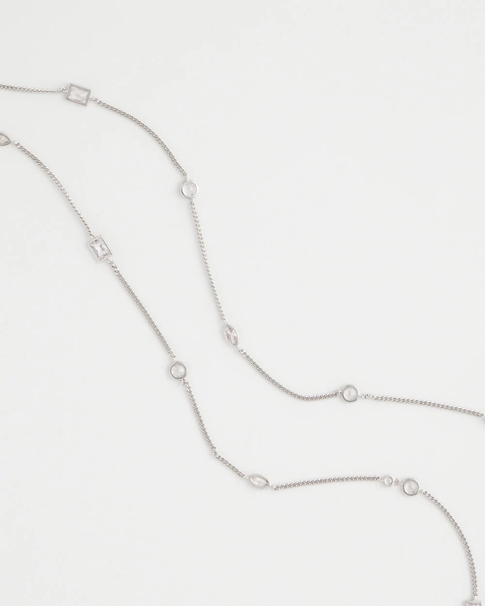 Chico's Smart Buy - Fine Crystal Long Chain Necklace Silver