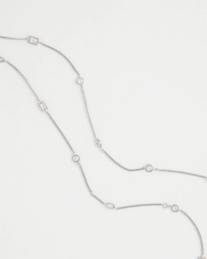 Chico's Smart Buy - Fine Crystal Long Chain Necklace Silver