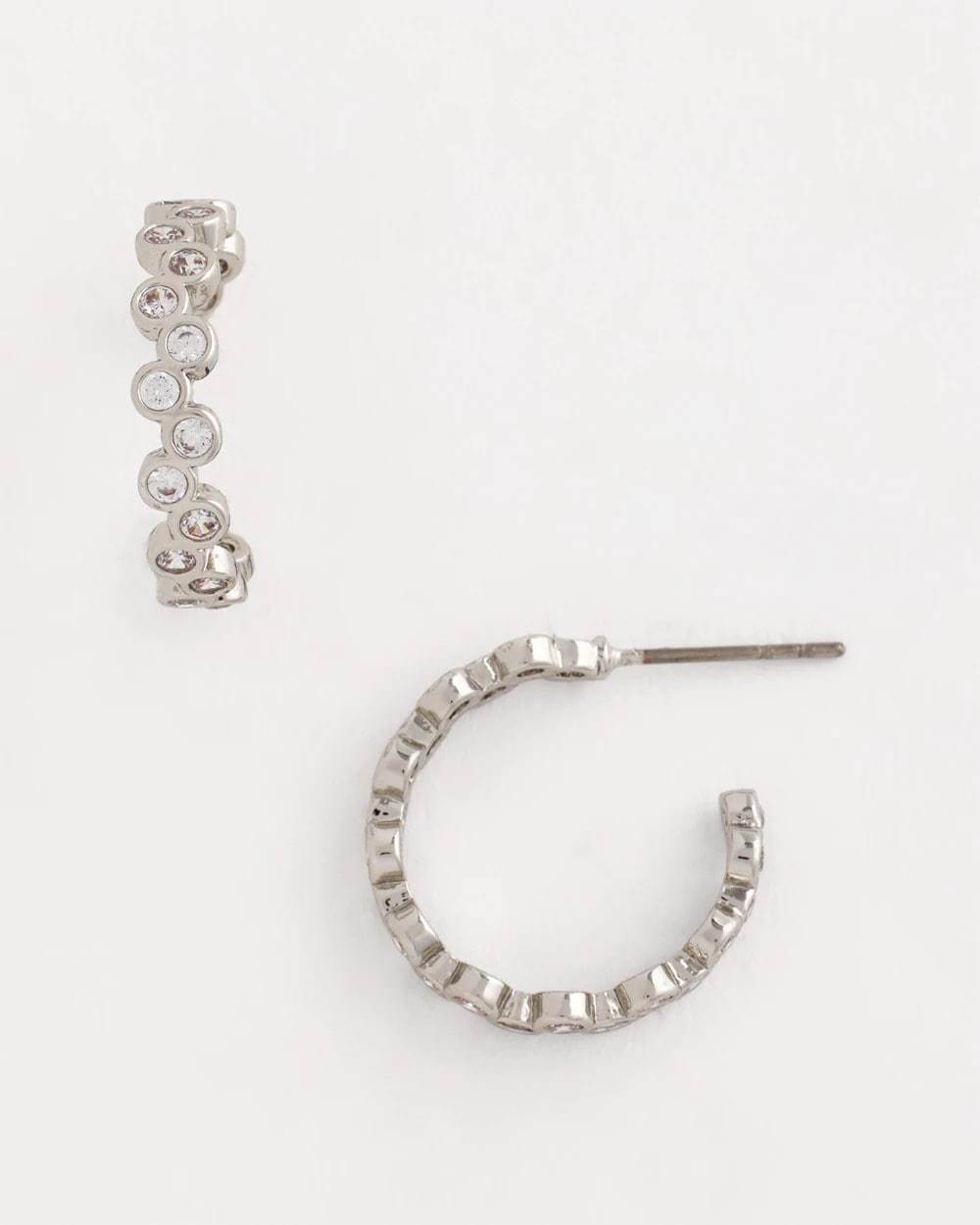 Chico's Exclusive - No Droop® Silvertone Hoop Earrings Silver