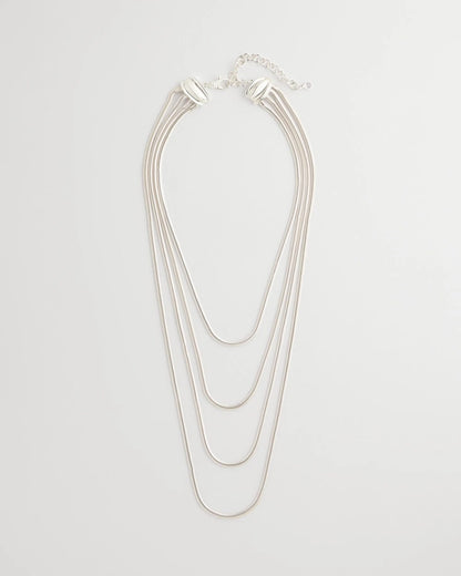 Chico's New - Multi-Layer Snake Chain Necklace Silver