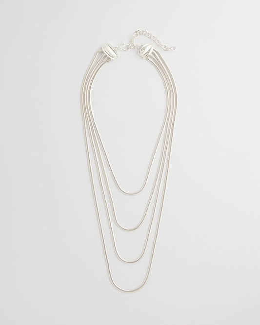 Chico's New - Multi-Layer Snake Chain Necklace Silver