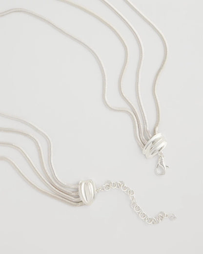 Chico's New - Multi-Layer Snake Chain Necklace Silver