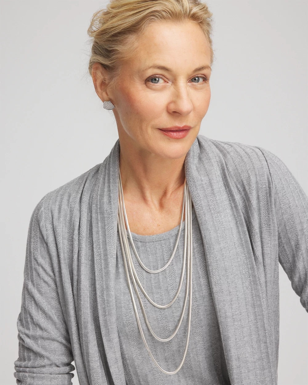 Chico's New - Multi-Layer Snake Chain Necklace Silver