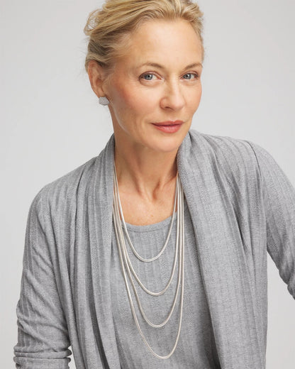 Chico's New - Multi-Layer Snake Chain Necklace Silver