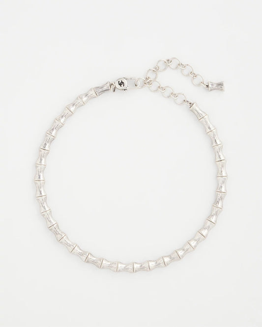 Chico's Quality - Silvertone Bamboo Collar Necklace Silver