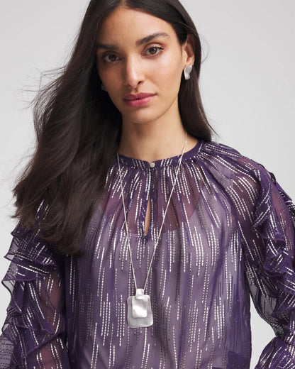 Chico's Best Seller - Adjustable Square Pendant Necklace Silver