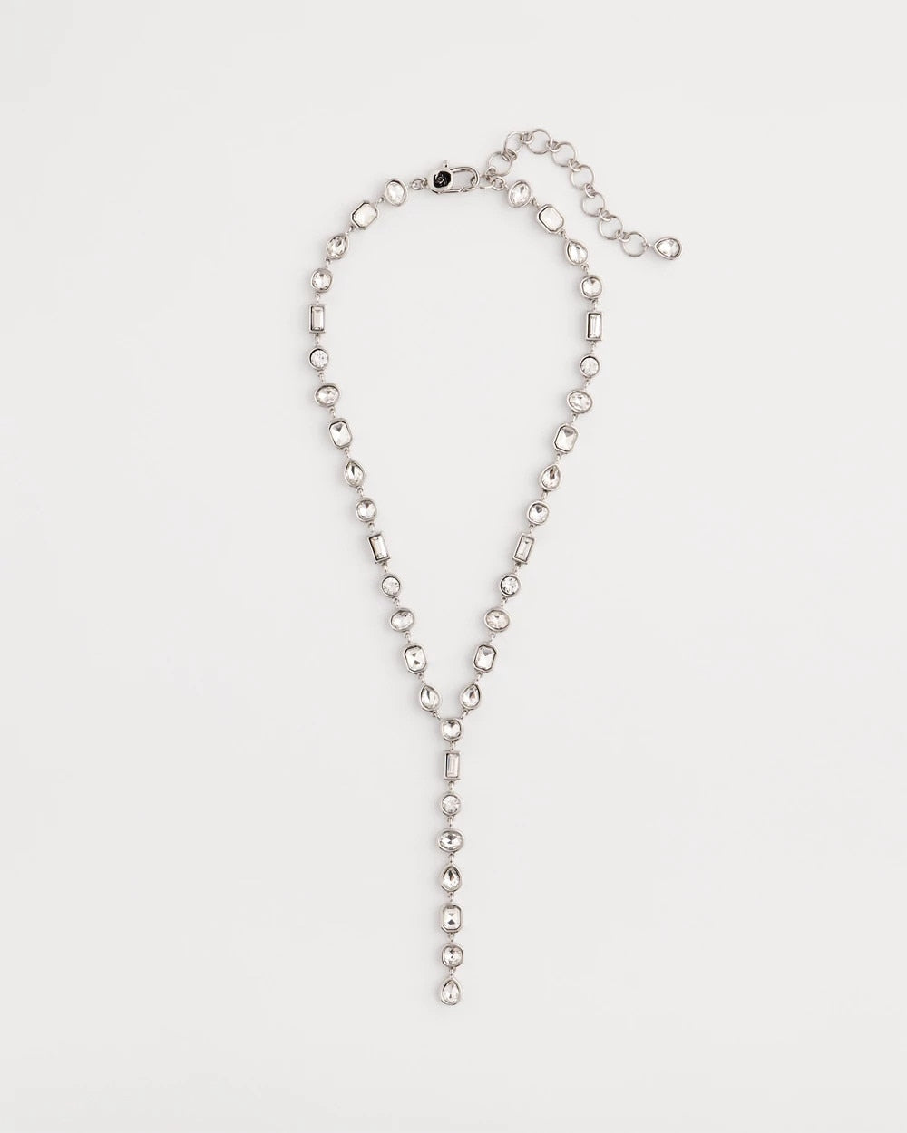 Chico's Quality - Bezel Set Silvertone Y-Necklace Silver