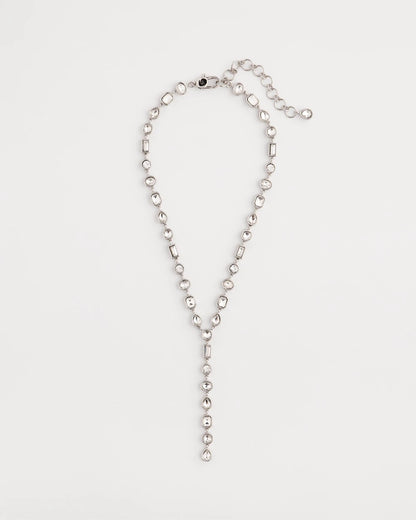 Chico's Quality - Bezel Set Silvertone Y-Necklace Silver
