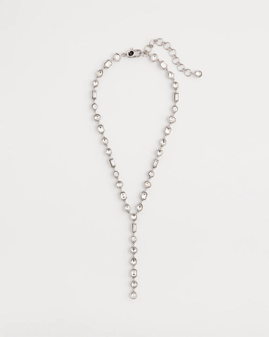 Chico's Quality - Bezel Set Silvertone Y-Necklace Silver