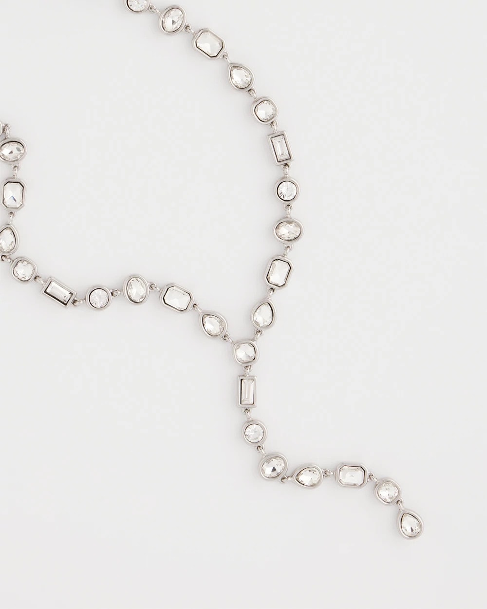Chico's Quality - Bezel Set Silvertone Y-Necklace Silver