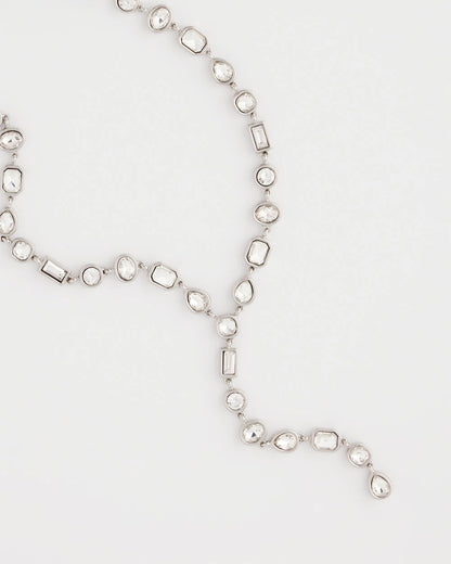 Chico's Quality - Bezel Set Silvertone Y-Necklace Silver