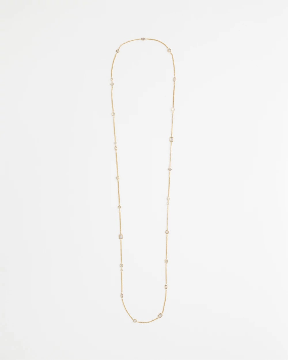 Chico's Quality - Fine Crystal Long Chain Necklace Gold